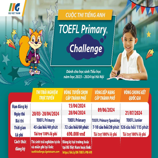 Cuộc thi TOEFL Primary Challenge dành cho học sinh tiểu học